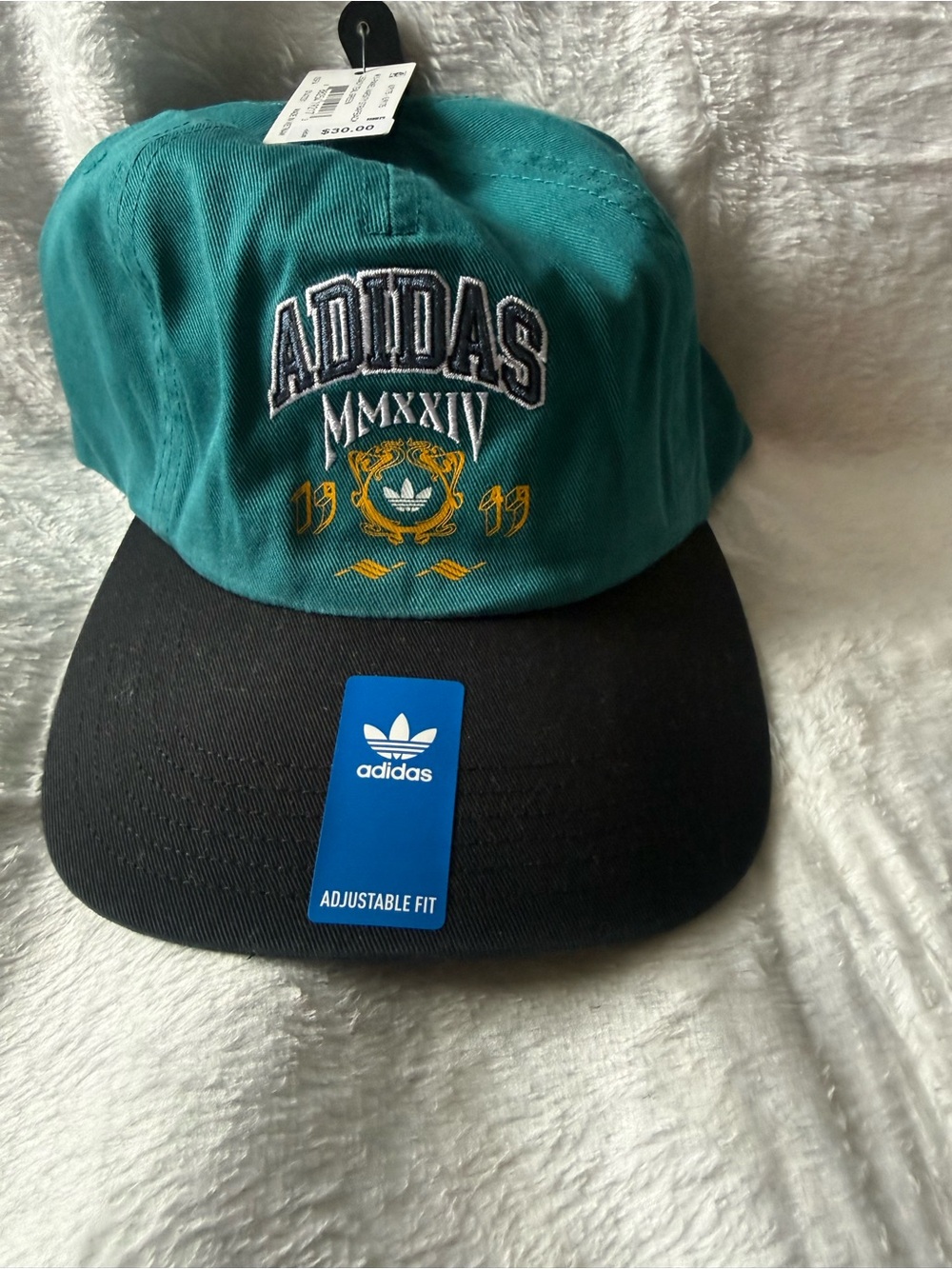 New Adidas Teal and Black Embroidered Snapback Hat